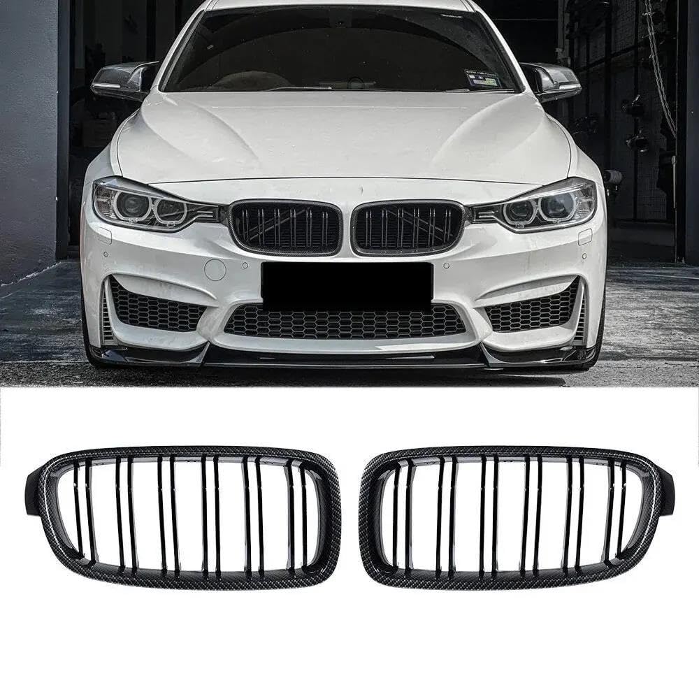 BEPHON Kohlefaser-Auto-Frontgrill Für F30 F31 F35 2012-2018 320i 325i 328i Autozubehör ABS Auto-Styling Frontniere Kühlergrill Doppellamellengrill(Carbon Look) von BEPHON