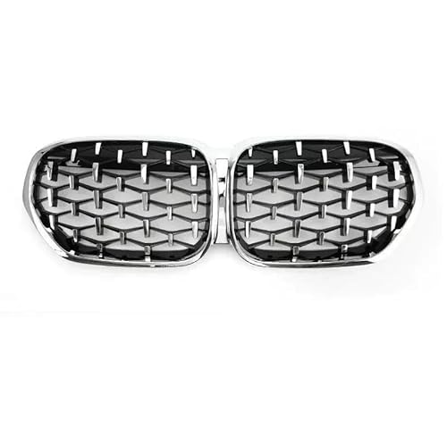 BEPHON Kohlefaser-Auto-Frontgrill Für X1 F48 2020 2021 2022 SUV sDrive18i sDrive20i xDrive20i Auto-Tuning Fr&on&t Gloss Black Nierengrill(Silver) von BEPHON