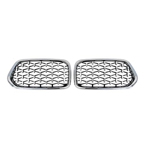 BEPHON Kohlefaser-Auto-Frontgrill Für X2 F39 2018-2022 Autozubehör Auto Vorderen Stoßfänger Nierengrill Renngrill Glanz Schwarz Gitter Grills Trim(All Silver) von BEPHON