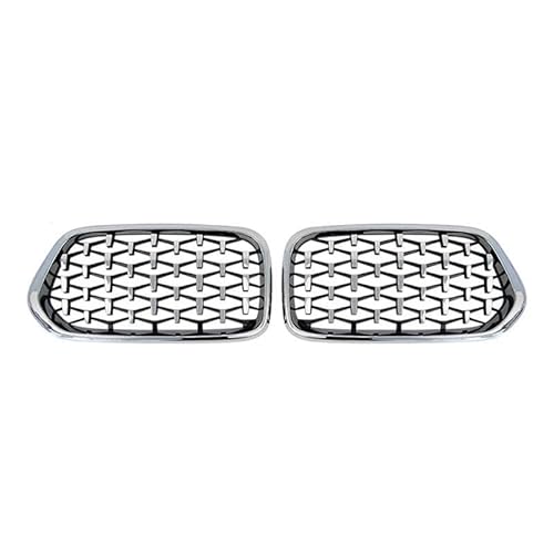 BEPHON Kohlefaser-Auto-Frontgrill Für X2 F39 2018-2022 Glanz Schwarz Gitter Grills Trim Zubehör Auto Vorderen Stoßfänger Nieren Kühlergrill Racing Grill(All Silver) von BEPHON