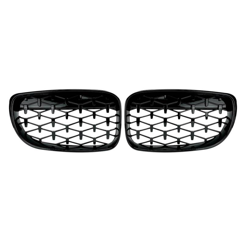 BEPHON Kohlefaser-Auto-Frontgrill Für 1er E81 E82 E87 E88 LCI 2007–2013 Racing-Grills, glänzend schwarz, 2 x vordere Nieren-Sternenhimmel-Meteor-Grills von BEPHON