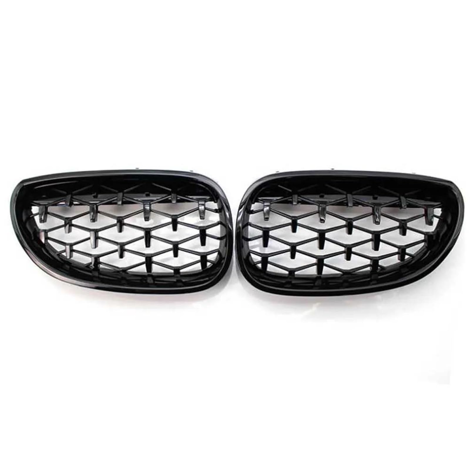 BEPHON Kohlefaser-Auto-Frontgrill Für E60 E61 5 Series 2003–2009, Diamant-Nierengrill im Meteor-Stil, Chrom, Autozubehör, Auto-Renngrill(Black-2003-2009) von BEPHON