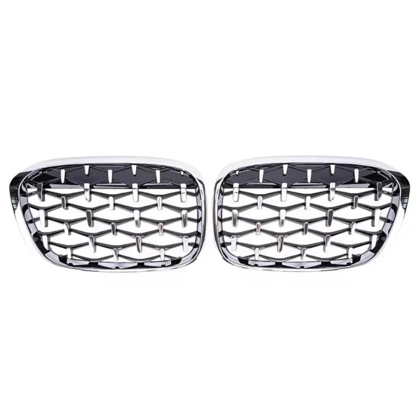 Front-Nierengitter für X1 F48 F49 2016–2019 Chrom Sternenhimmel Stil Obergrill Zubehör Carbon Fr&on & T Racing Grilles (Silber - 2016–2019) von BEPHON