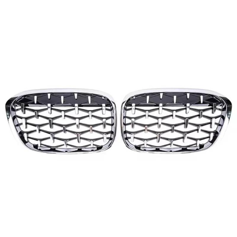 Front-Nierengitter für X1 F48 F49 2016–2019 Chrom Sternenhimmel Stil Obergrill Zubehör Carbon Fr&on & T Racing Grilles (Silber - 2016–2019) von BEPHON