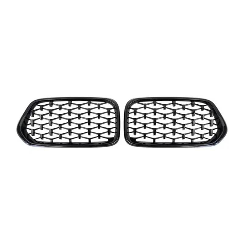 BEPHON Kohlefaser-Auto-Frontgrill Für X2 F39 2018-2021 Dual Slats Frontstoßstangengrills Zubehör Chrom Silber Starry Sky Style Obere Gitter(Glossy Black-2018-2021) von BEPHON