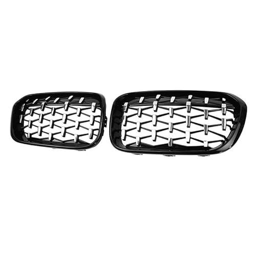 Kohlefaser-Auto-Frontgrill Für 1er F20 F21 2015-2017 Auto Frontstoßstangengitter Renngrill Nierengrill Silber Kühlergrill(Silver and Black) von BEPHON