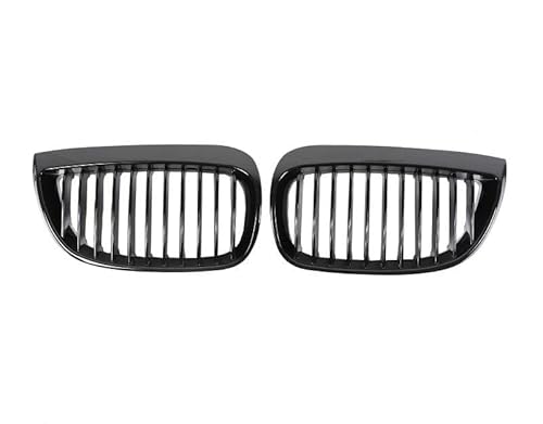 Kohlefaser-Auto-Frontgrill Für 1er-Serie E81 E87 2004–2006 Ersatz-Einlassgitter, untere Grills, vorderer oberer Stoßfänger, Nierengrill, schwarz glänzend, Kühler(Single Gloss Black) von BEPHON