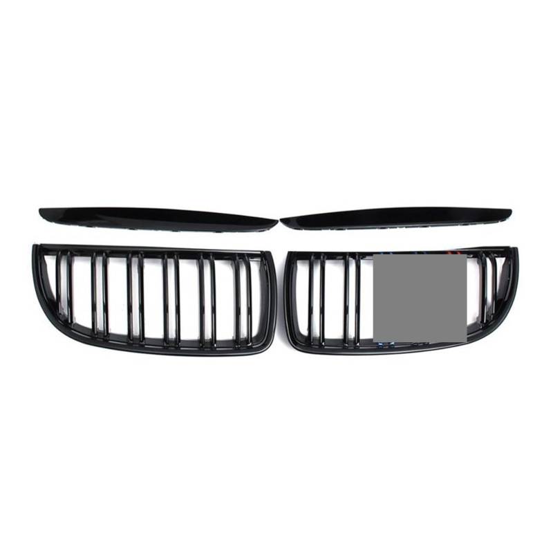 Kohlefaser-Auto-Frontgrill Für BM&W 3er E90 E91 320i 325i 328i 2005-2012 Car Styling EIN Paar schwarz glänzend M Farbe Double Slat Front Niere Kühlergrill (Color : Black 05-08 M) von BEPHON