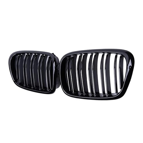 Kohlefaser-Auto-Frontgrill Für E39 5-Serie 525 528 1999-2003 Zubehör 2-teiliges Auto-Frontstoßstangenhauben-Nierengrill-Doppellamellengitter(Gloss Black) von BEPHON