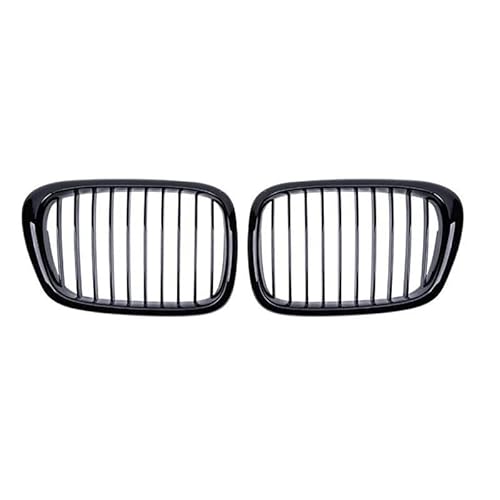 Kohlefaser-Auto-Frontgrill Für E39 5 Series 525 528 1999-2003 Schwarz glänzender Kühlergrill Auto-Fronthaubengrill Nierengitter Renngrill Autozubehör(Gloss Black) von BEPHON