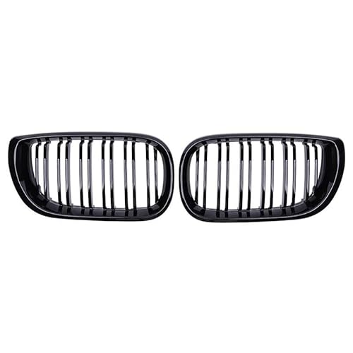 Kohlefaser-Auto-Frontgrill Für E46 3er-Serie 2002–2005, 4-türig, schwarz glänzend, Dual Line Carbon Fiber Nierengrill, Rennsportgrill, Auto-Frontstoßstangengitter(Gloss Black) von BEPHON