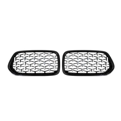 Kohlefaser-Auto-Frontgrill Für X2 F39 2018-2022 Autozubehör Auto Vorderen Stoßfänger Nierengrill Renngrill Glanz Schwarz Gitter Grills Trim(Silver and Black) von BEPHON