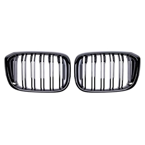 Kohlefaser-Auto-Frontgrill Für X3 X4 G01 G02 G08 2018-2020 Auto Kühlergrill Racing Grills Haube Niere Stoßstange Gitter Doppel Lamellen ABS Grill(Gloss Black) von BEPHON