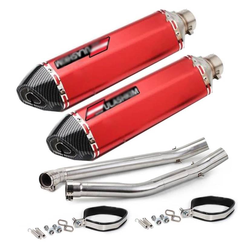 Motocicli Mid-Pipe Mittlerer Anschluss Für Kawasaki Zx14r 2008-2011 Motorrad Kohlefaser Auspuff Schalldämpfer Auspuffrohr Exhuast Slip On Auspuff (Color : Red) von BEPHON