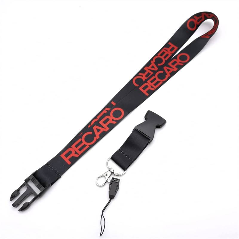 Motorrad Lanyard Schlüsselanhänger Auto Lanyard RE-CA-RO Rennwagen Schlüsselband Autoschlüssel Lanyard Umhängeband Lanyard Zubehör (Color : Black) von BERFFX