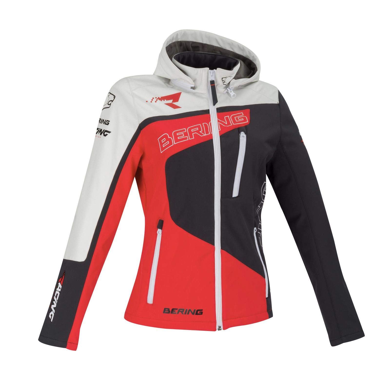 BERING Softshell Racing Lady Motorradjacke Grau Rot Weiß T1=38 von BERING