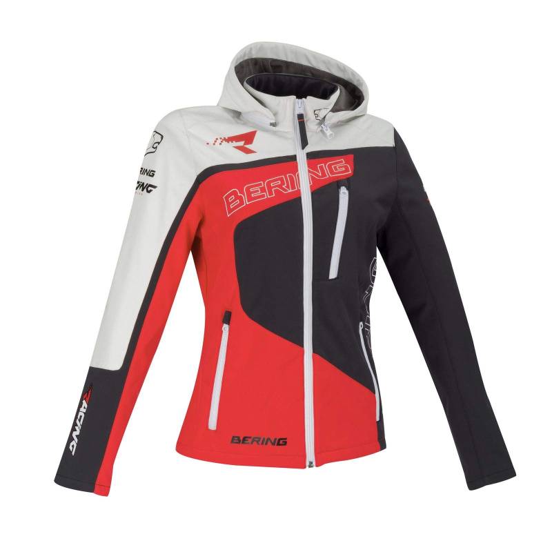 BERING Softshell Racing Lady Motorradjacke Grau Rot Weiß T1=38 von BERING