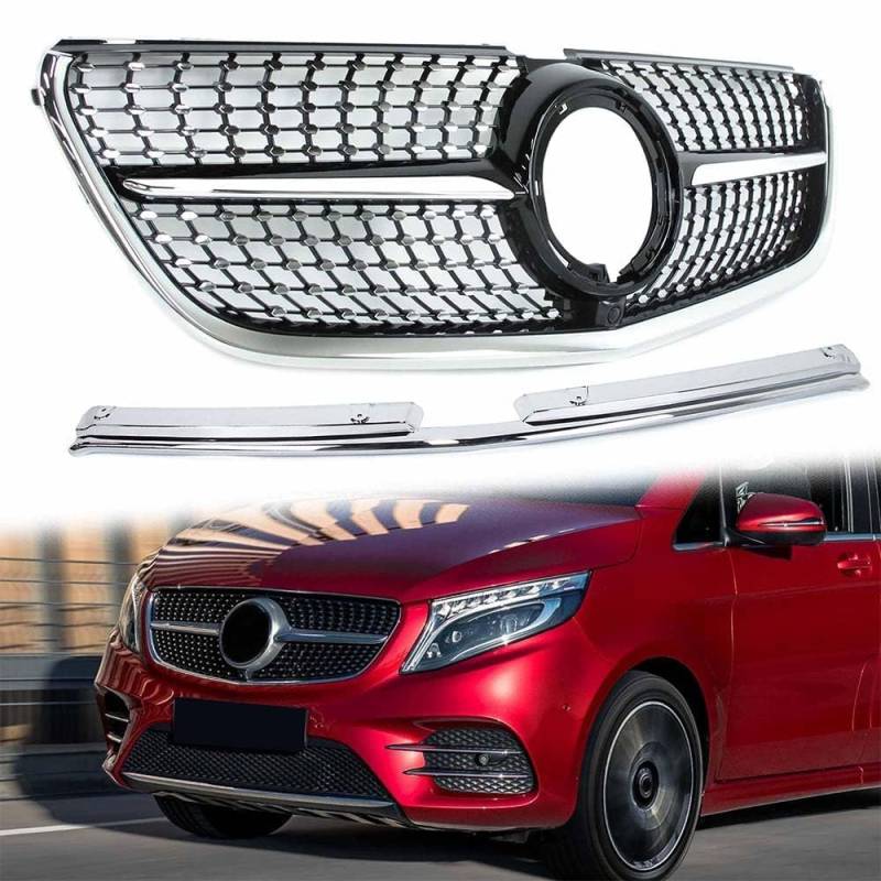 Front Kühlergrill Ersatz, für Benz Vito W447 AB 03.2019 2020 2021 2022 2023 Frontstoßstangenmaske Auto Grill Modifiziertes Zubehör von BEROZA