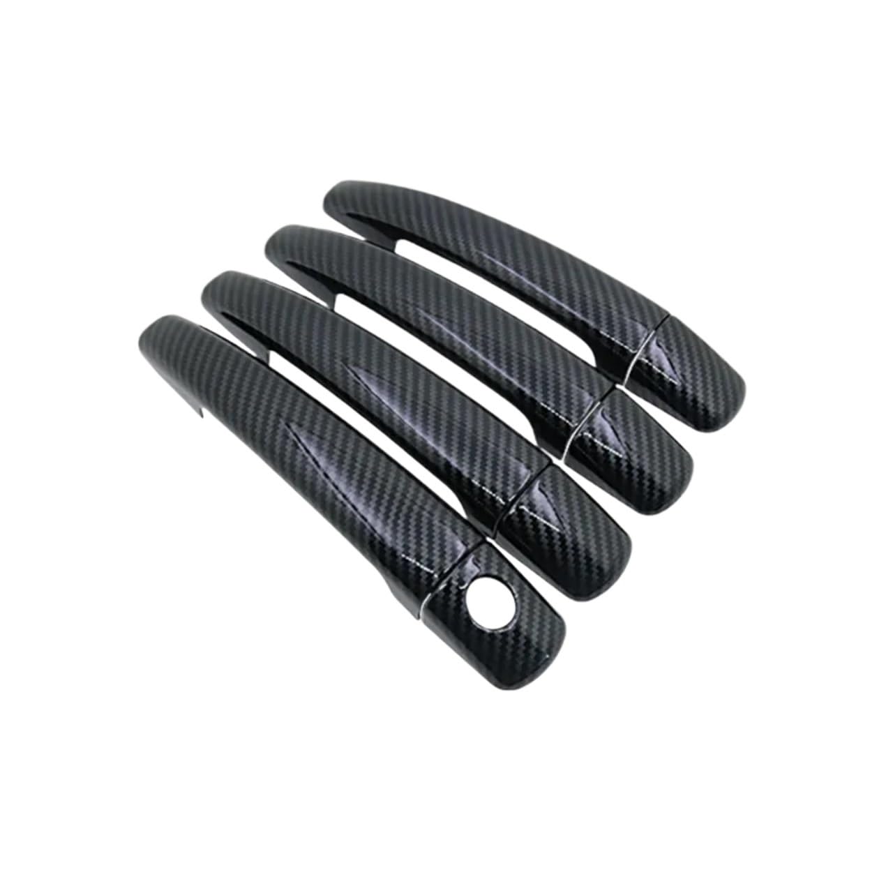 BERTGDA Aufkleber for Autotürgriffabdeckung, passend for Peugeot, 407 SW Coupe 2004–2010, schwarze Kohlefaser, Chrom-Styling, Autozubehör Dekorative Zierleiste für Autotürgriffe(Carbon fiber) von BERTGDA