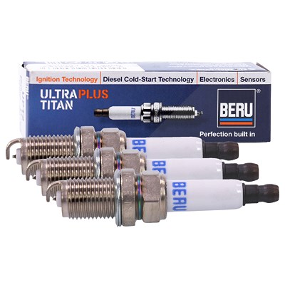 Beru 3x Zündkerze ULTRA TITAN [Hersteller-Nr. UPT12P] für Alfa Romeo, Alpina, Audi, Bentley, BMW, Chevrolet, Chrysler, Daihatsu, Dodge, Ford, Honda, H von BERU