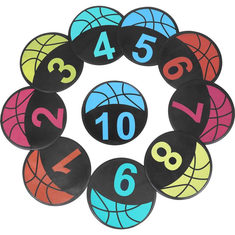 BESPORTBLE 10st Flache Logoplatte Anzahl Bodenmarkierungen Agility-marker Gummi Basketball-trainingsmarker Zeichenscheibe Für Spot Marker Nummernscheibe Werkzeug Rutschfest Tpe Fuß von BESPORTBLE