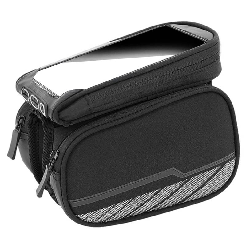 BESPORTBLE Fahrradtasche Handytasche Fürs Fahrrad Multifunktionstasche Fahrrad Telefon Halterung Fahrräder Taschen Für Lenker Oberrohrtasche Rahmentaschen Fahrradträgertasche Black Polyester von BESPORTBLE