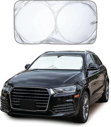 Sonnenschutz Auto Frontscheibe 150X70cm. Auto Sonnenschutz Frontscheibe Falten. Sonnenschutz Frontscheibe Innen Silber. Sonnenschutz Auto Einfach Aufzustellen Und Zu Falten von BEST&FREE