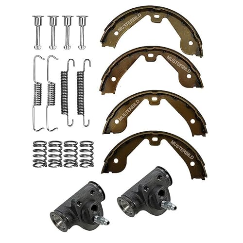 BESTPRICE Bremsensatz Hinterachse inkl. 4x Bremsbacken für Trommelbremse 1x Montagesatz 2x Radbremszylinder Kompatibel mit CITROËN AX (ZA-_), SAXO (S0, S1), PEUGEOT 106 I (1A, 1C), 106 II (1A_, 1C_) von BESTPRICE