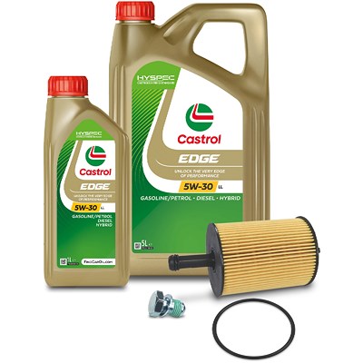 Bestprice Ölfilter + 6L CASTROL EDGE FST 5W-30 LL für Audi, Chrysler, Dodge, Mitsubishi, Seat, Skoda, VW von BESTPRICE