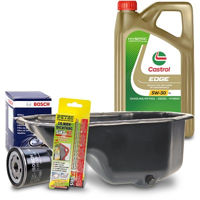 Bestprice Ölwanne + Dichtung + Filter-Satz + Castrol 5W-30 für Seat, Skoda, VW von BESTPRICE