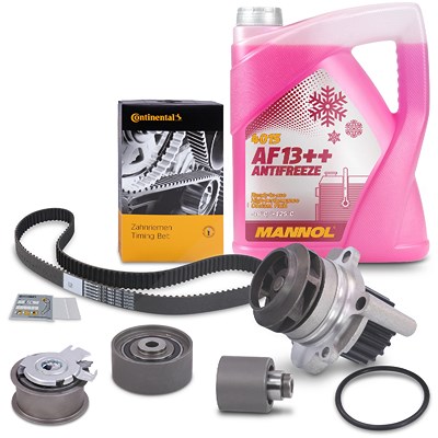 Bestprice Zahnriemen + Wasserpumpe + Rollensatz + 5l Kühlerfrostschutz für Audi, Dodge, Jeep, Mitsubishi, Seat, Skoda, VW von BESTPRICE