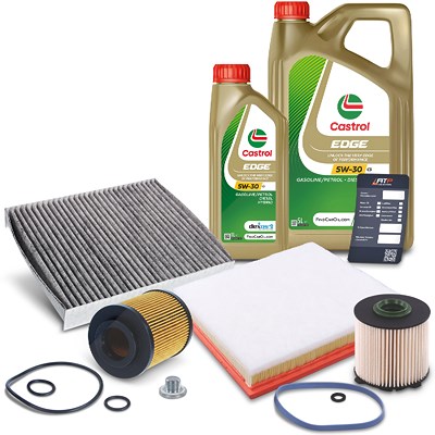 Bestprice Inspektionspaket SET B + 6L CASTROL EDGE C3 5W-30 Motoröl für Opel, Chevrolet von BESTPRICE