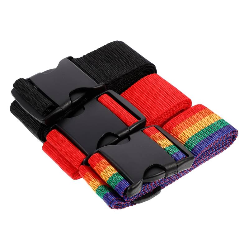 BESTYASH 3er Set Gepäckgurte Verstellbare Koffergurte Regenbogen Und Strapazierfähige 5cm x 200cm Reiseaccessoires Für Sicheres Transportieren Von Koffern Und Rucksäcken von BESTYASH