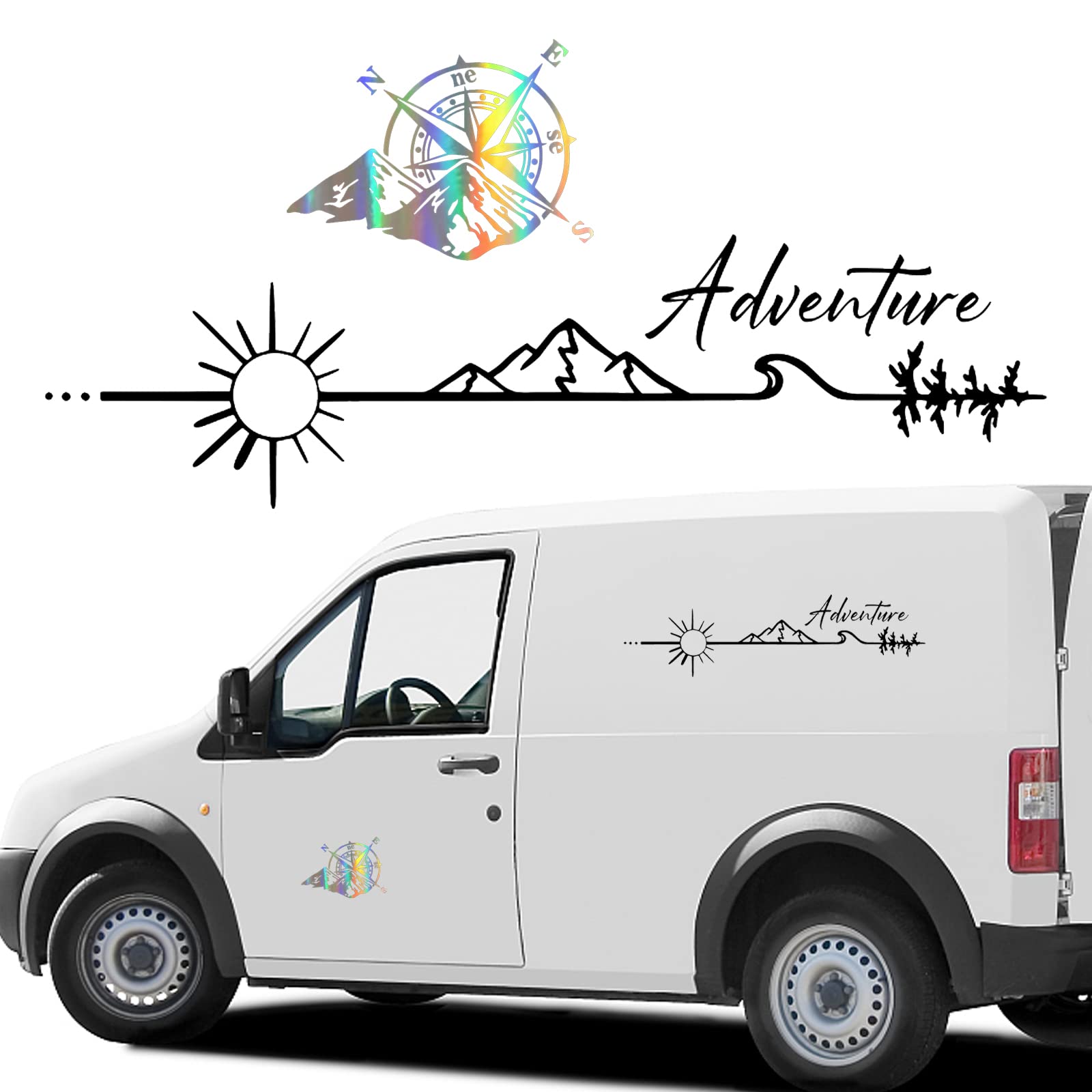 BETESSIN Adventure Aufkleber Auto Kompass Sticker Reflektierende Autoaufkleber Scheibenaufkleber für Wohnmobil Wohnwagen Wand Fenster Motorrad Koffer Fahrrad von BETESSIN