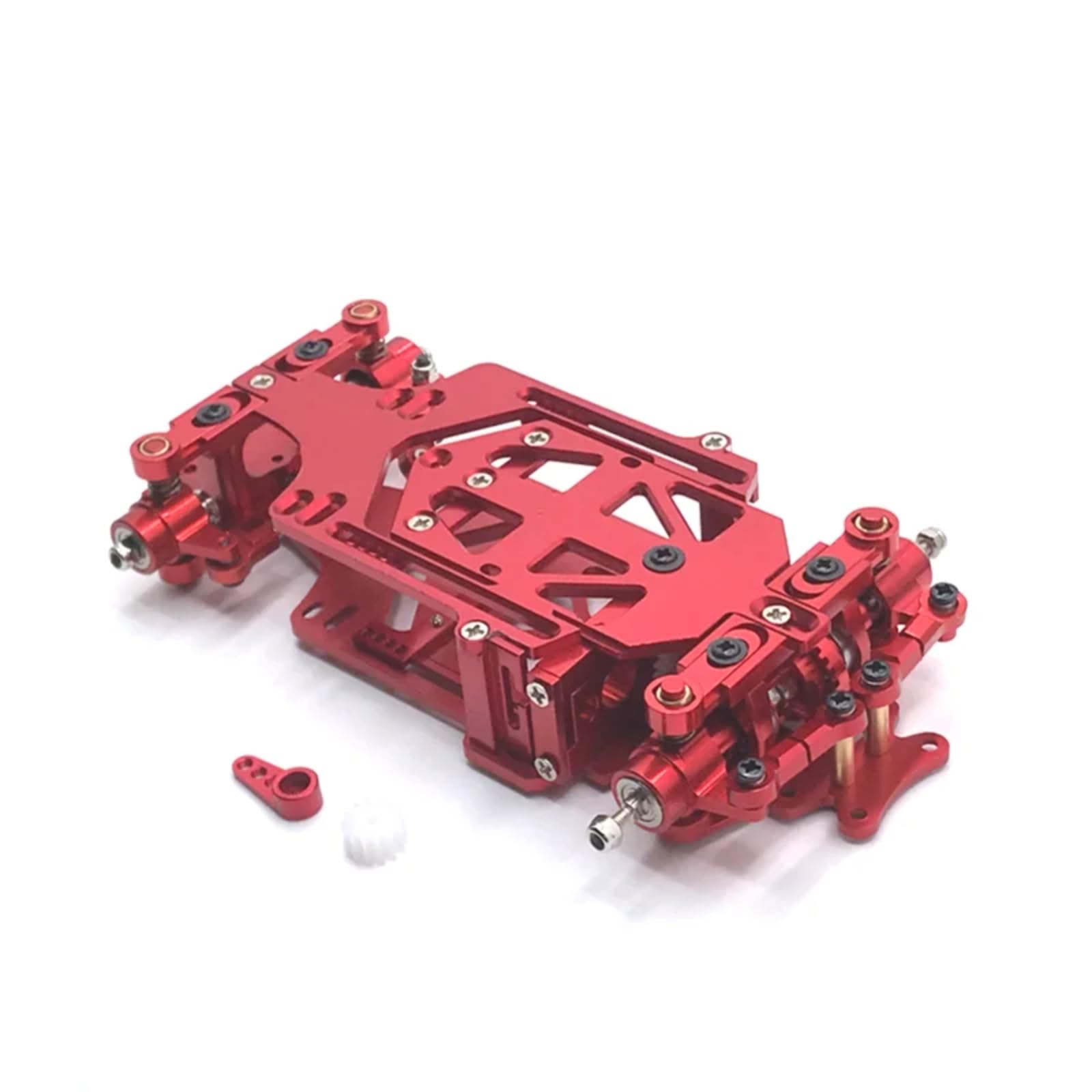 BEWAQO RC Autozubehör Für 1/28 RC Autoteile Metall Upgrade Heckantrieb Racing Drift Mosquito Autorahmen(Red) von BEWAQO