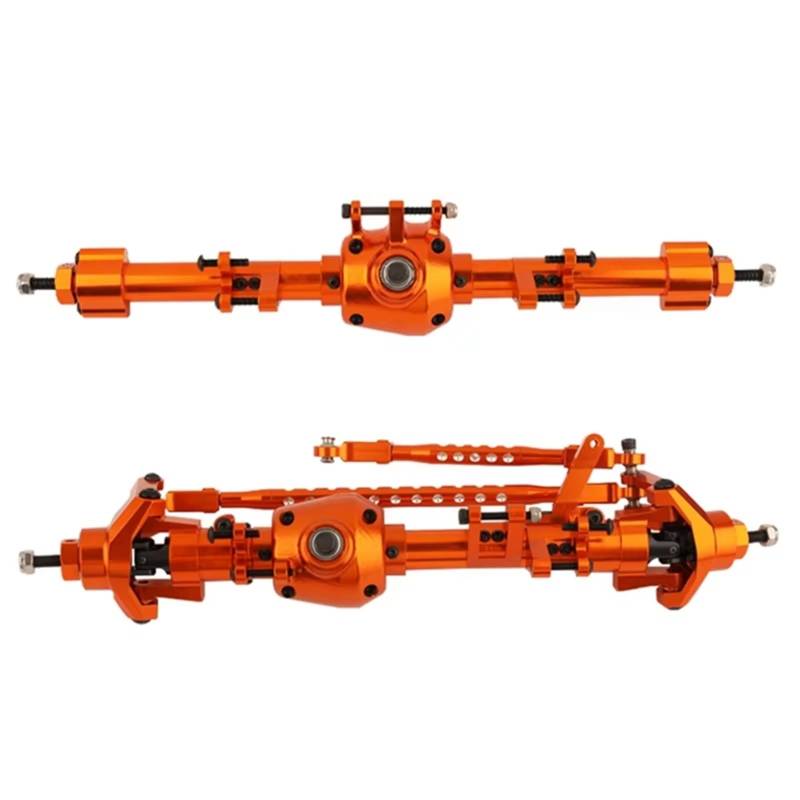 BEWAQO RC Autozubehör Für Axial SCX6 1/6 RC Crawler Auto Upgrade Teile Ersatz Zubehör 2Pcs Metall Vorder- Und Hinterachse Set Modifizierte Teile(Orange) von BEWAQO