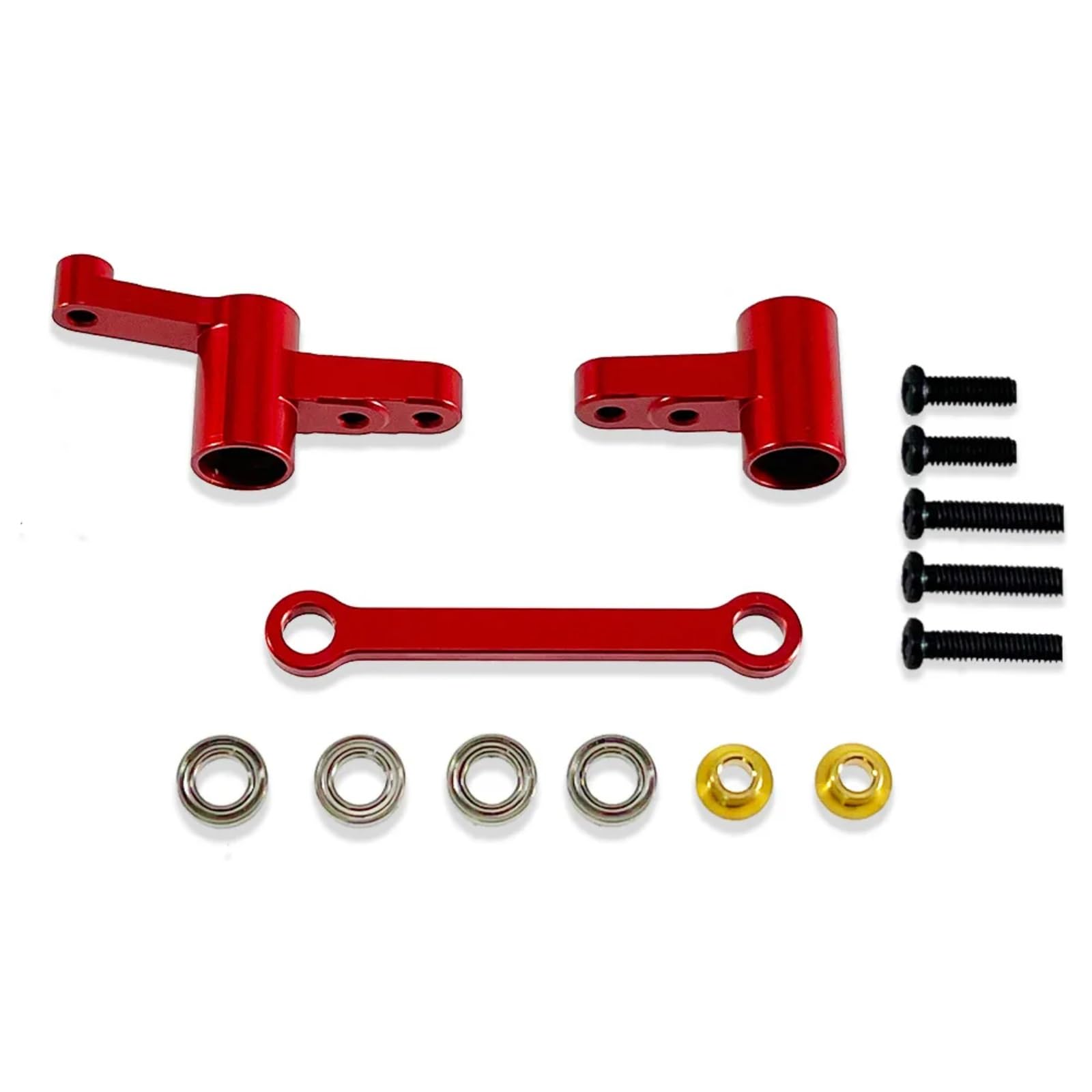 BEWAQO RC Autozubehör Für MJX Für Hyper Für Go 1/14 14209 14210 H14BM Metall Armaturen Lenkung Montage Mit Lager RC Auto Upgrade Teile Zubehör(Red) von BEWAQO