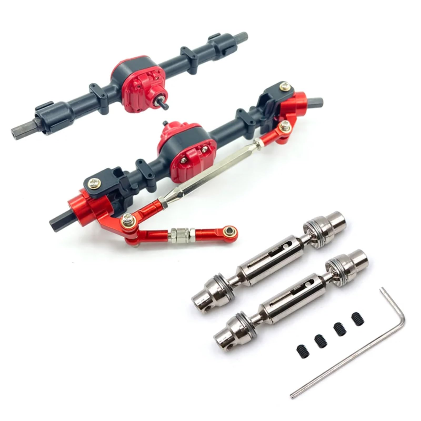 BEWAQO RC Autozubehör Für MN D90 D91 D96 D99S MN90 MN96 MN99 Für MN99S Modifizierte Teile Metall Vorder- Und Hinterachse Mit Antriebswelle 1/12 RC Auto Upgrades Teile Zubehör(Black) von BEWAQO