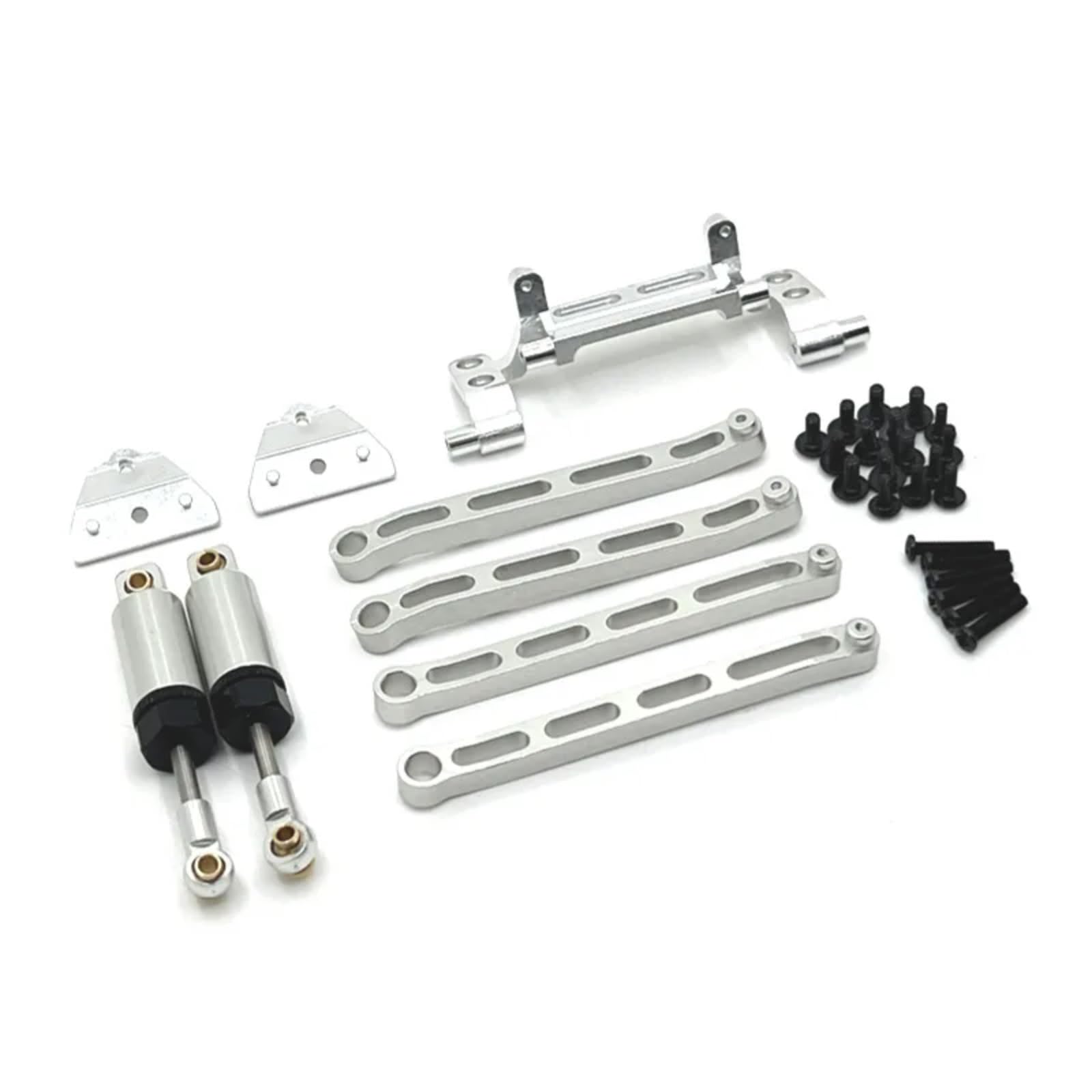 BEWAQO RC Autozubehör Für MN Für MN168 Für MN82 LC79 Für MN78 Modell 1/12 RC Auto Teile Metall Verbesserte Stange Stoßdämpfer Set Ersatz Teile(Silver) von BEWAQO