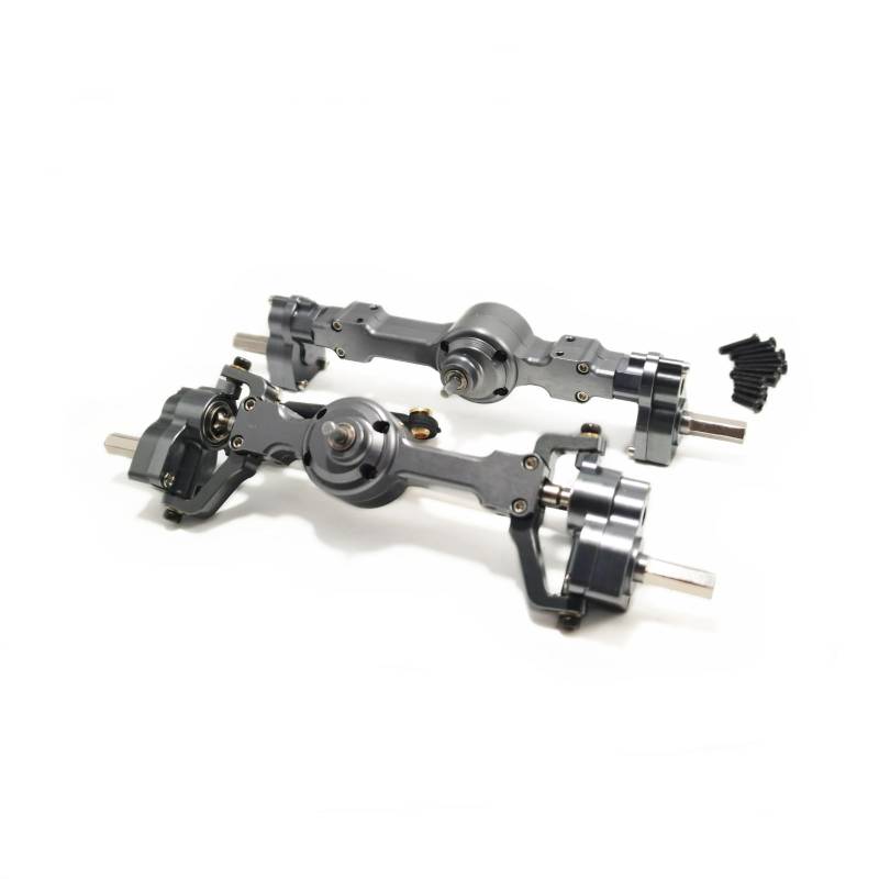 BEWAQO RC Autozubehör Für MN MN99S MN99 MND90 MN98 Modifikation Zubehör Rc Auto Vorne Und Hinten Legierung Portal Achse Metall Upgrade Teile Zubehör Teil(Gray) von BEWAQO