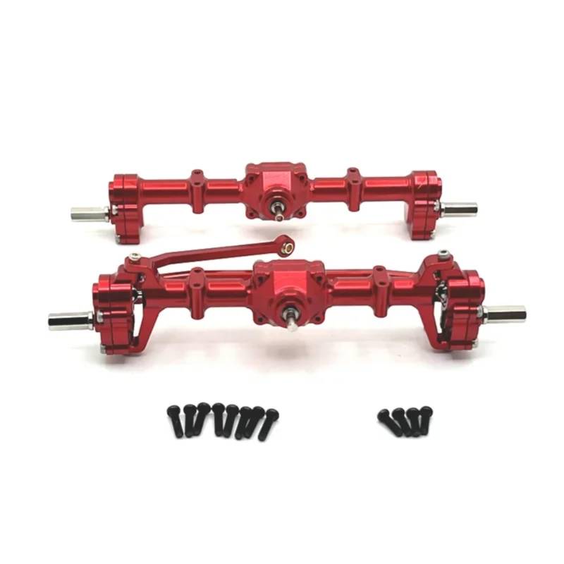 BEWAQO RC Autozubehör Für MN78 Für MN82 Für MN99S Für MN98 1/12 RC Auto Upgrade Teile Zubehör Metall Vorne Und Hinten Portal Achse Ersatz Teile(Red) von BEWAQO