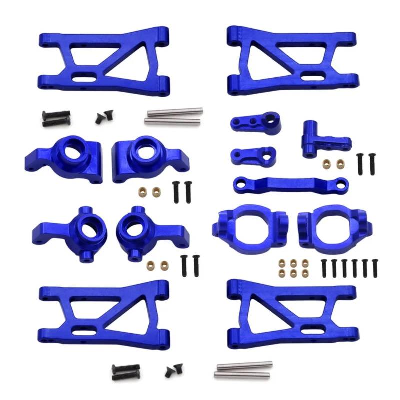 BEWAQO RC Autozubehör Für Remo Für Hobby Für Smax 1631 1635 1651 1655 RC Auto Upgrade Teile Kit Metall Lenkung Block C-hub Träger Lenkung Montage Suspension Arm(Blue) von BEWAQO