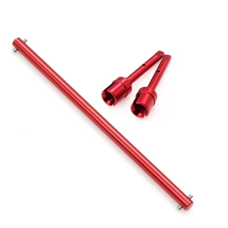 BEWAQO RC Autozubehör Für Tamiya Für TT-02 Für TT-02B 1/10 RC Auto Upgrade Teile Metall Zentrale Antriebswelle Und Propeller Joint Set Ersatz Teile(Red) von BEWAQO