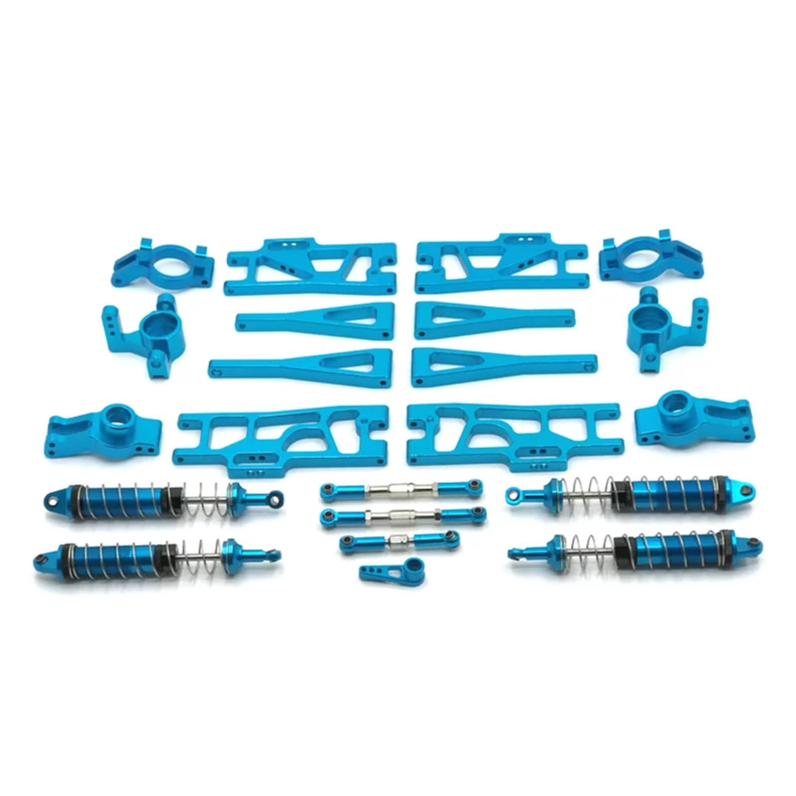 BEWAQO RC Autozubehör Für WLtoys 104009 12402-A 12409 RC Teile Metall Upgrade Refit C-Sitz Lenkung Tasse Schaukel Arm Stoßdämpfer Set(Blue) von BEWAQO