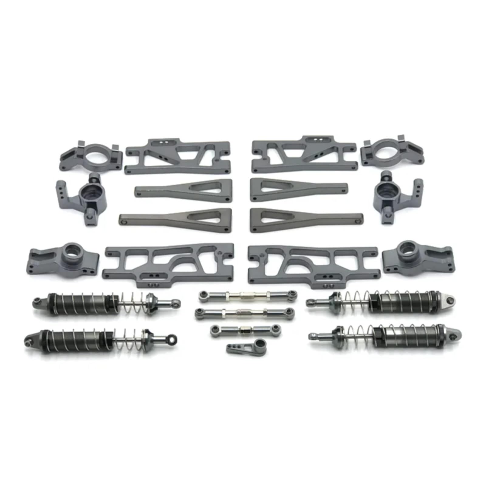 BEWAQO RC Autozubehör Für WLtoys 104009 12402-A 12409 RC Teile Metall Upgrade Refit C-Sitz Lenkung Tasse Schaukel Arm Stoßdämpfer Set(Gray) von BEWAQO