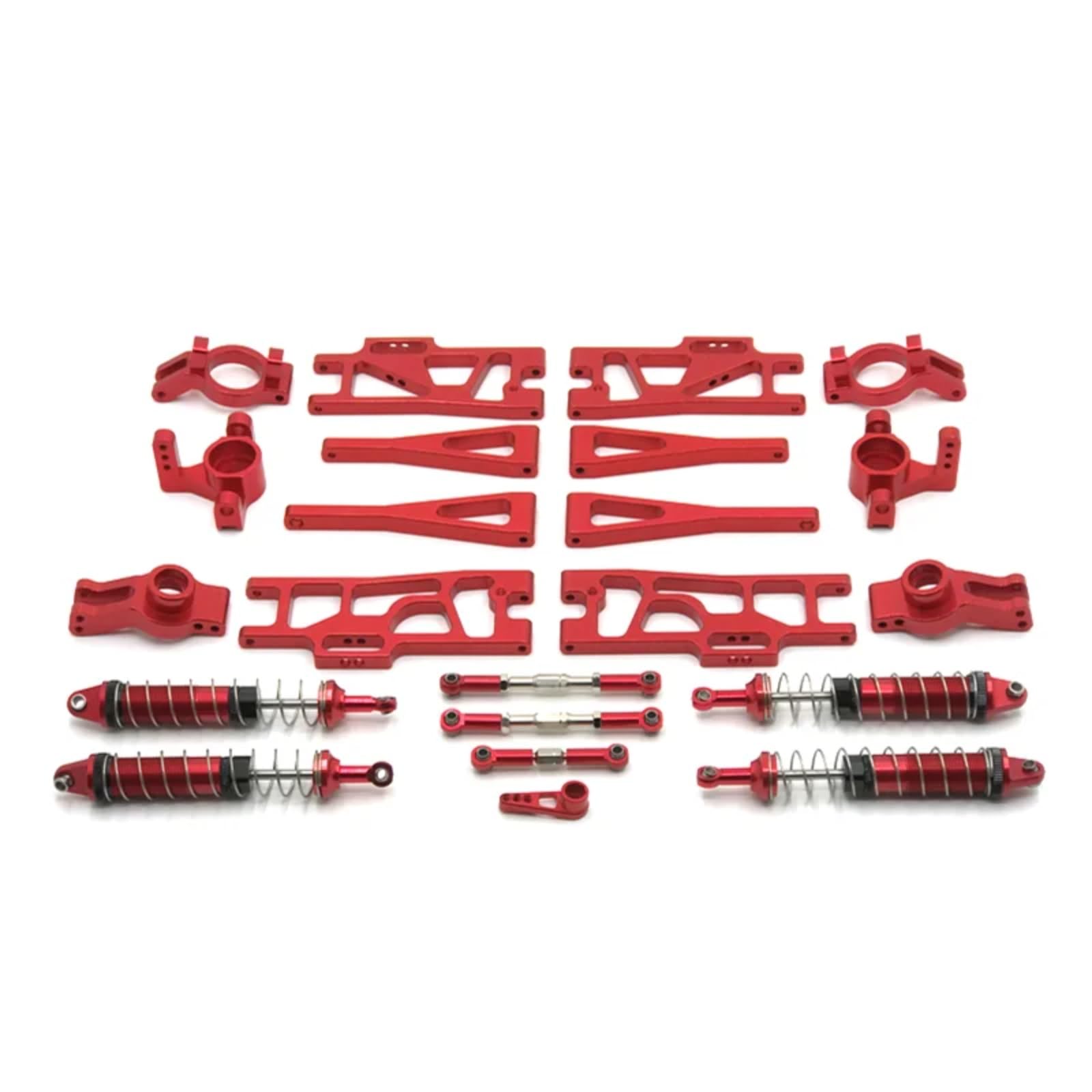 BEWAQO RC Autozubehör Für WLtoys 104009 12402-A 12409 RC Teile Metall Upgrade Refit C-Sitz Lenkung Tasse Schaukel Arm Stoßdämpfer Set(Red) von BEWAQO