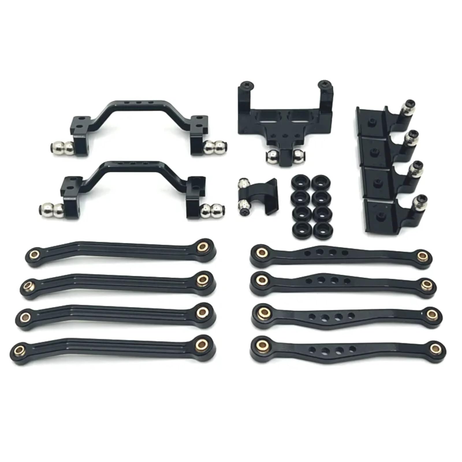 BEWAQO RC Autozubehör Für WPL 1/16 C64 RC Teile Metall Upgrade Pedal Stange Suspension Rahmen Ruder Basis Stange Sitz Änderung Zubehör(Black) von BEWAQO