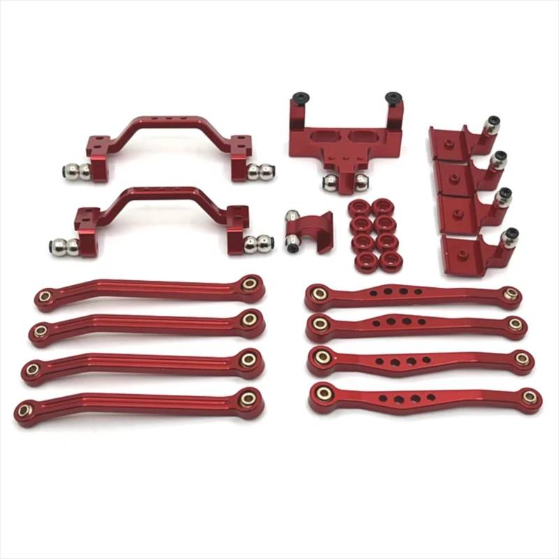 BEWAQO RC Autozubehör Für WPL 1/16 C64 RC Teile Metall Upgrade Pedal Stange Suspension Rahmen Ruder Basis Stange Sitz Änderung Zubehör(Red) von BEWAQO