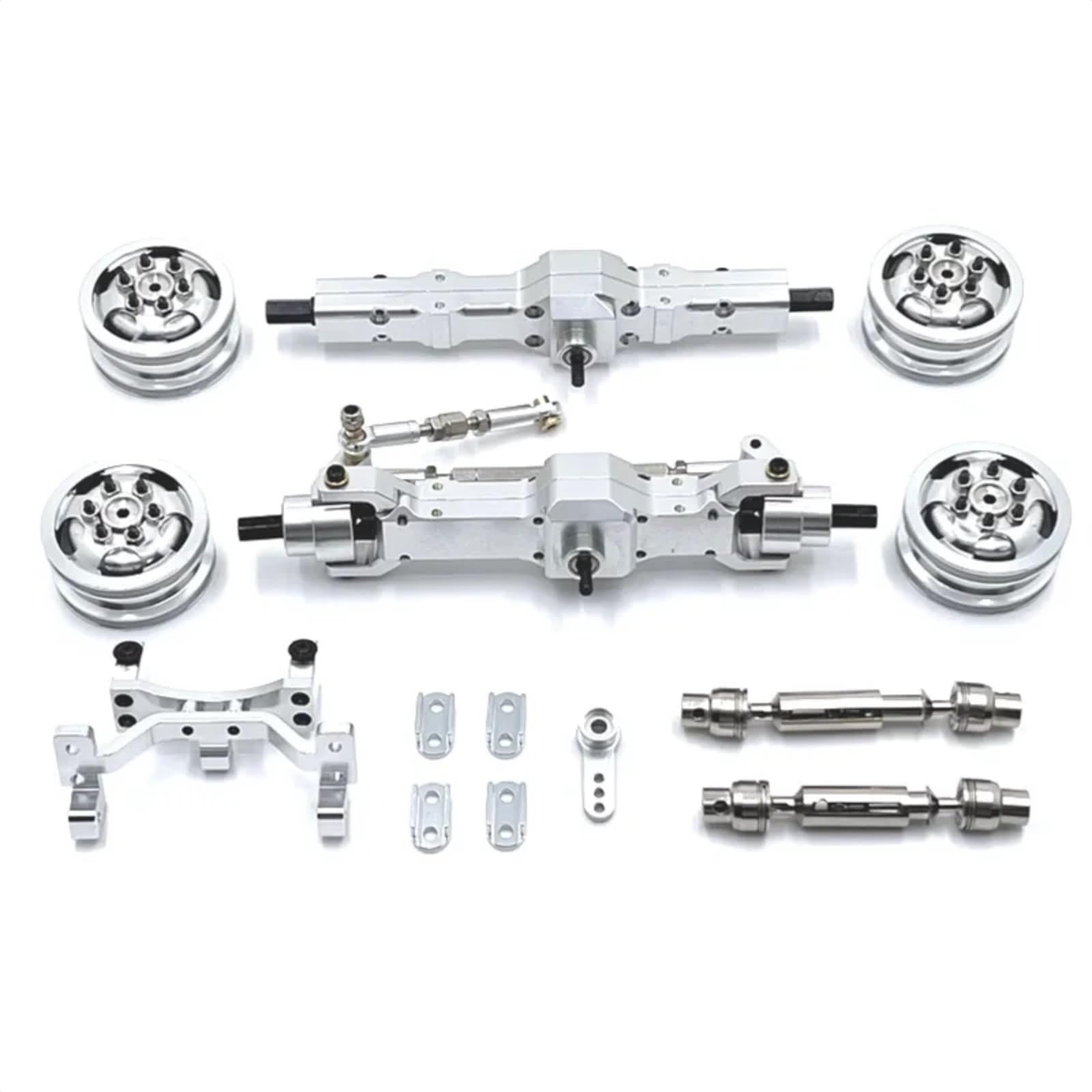 BEWAQO RC Autozubehör Für WPL C74 1/10 RC Auto Ersatzteile Metall Upgrade Achse Servo Sitz Radnabe Antriebswelle Modifizierte Ersatzteile(Silver) von BEWAQO