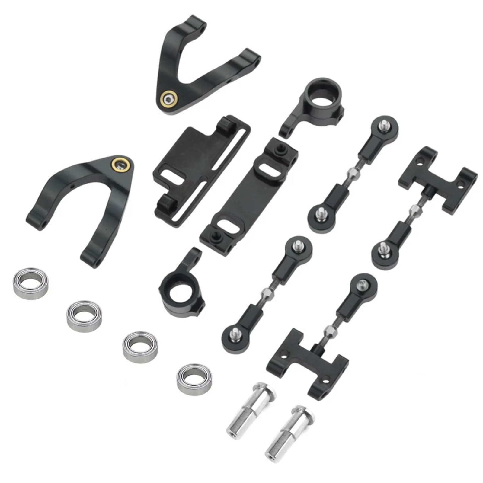 BEWAQO RC Autozubehör Für WPL D12 D42 1/10 RC Auto Upgrades Teile Zubehör Metall Oberen Unteren Arm Lenkung Tasse Lenkung Slider Drehen Block Modifizierte Teile(Black) von BEWAQO